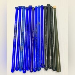 Vintage Glass Swizzle Sticks 13 MCM Cocktail Drink Stirrer Cobalt Blue Black
